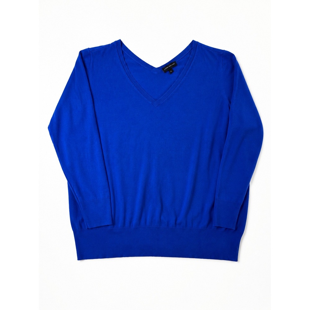 Lane Bryant Women's Plus Size 26/28 Blue V-Neck Pullover Sweater‎ Long Sleeve